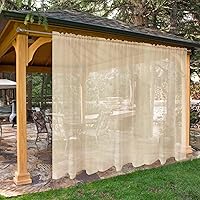 Vista 14 de SpaceDresser Cortinas Transparentes Impermeables para Exteriores/Patio - 2 Paneles con Bolsillo para Barra Cortina Transparente de Voile para Blanco