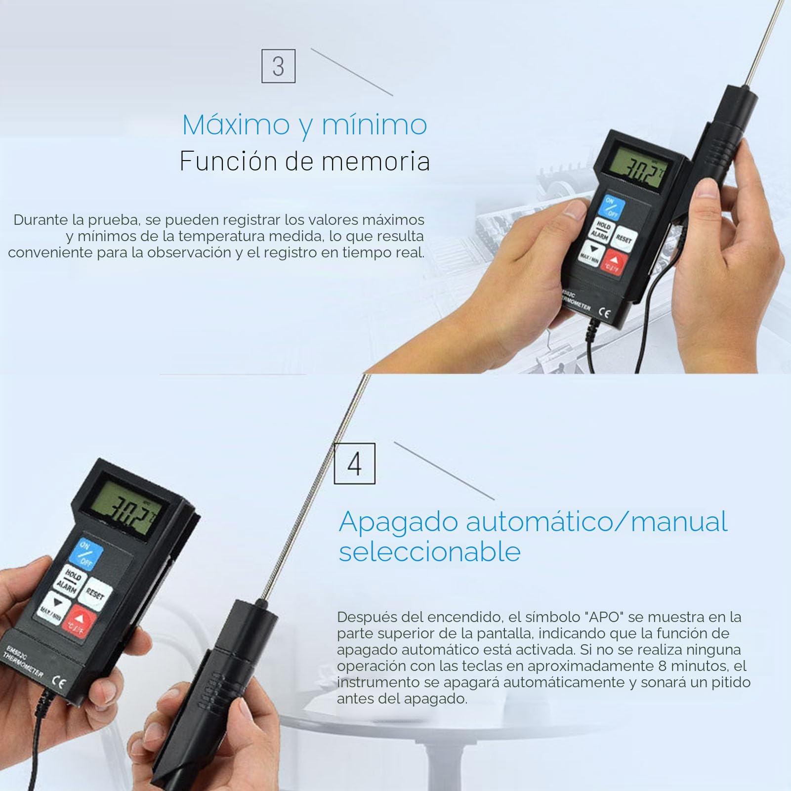 Termómetro Electrónico de Alta Precisión EM502C Termómetro Digital de Lectura Instantánea para Carne Termómetro de Cocina Termómetros Alimentos Digital para Carne BBQ Comida