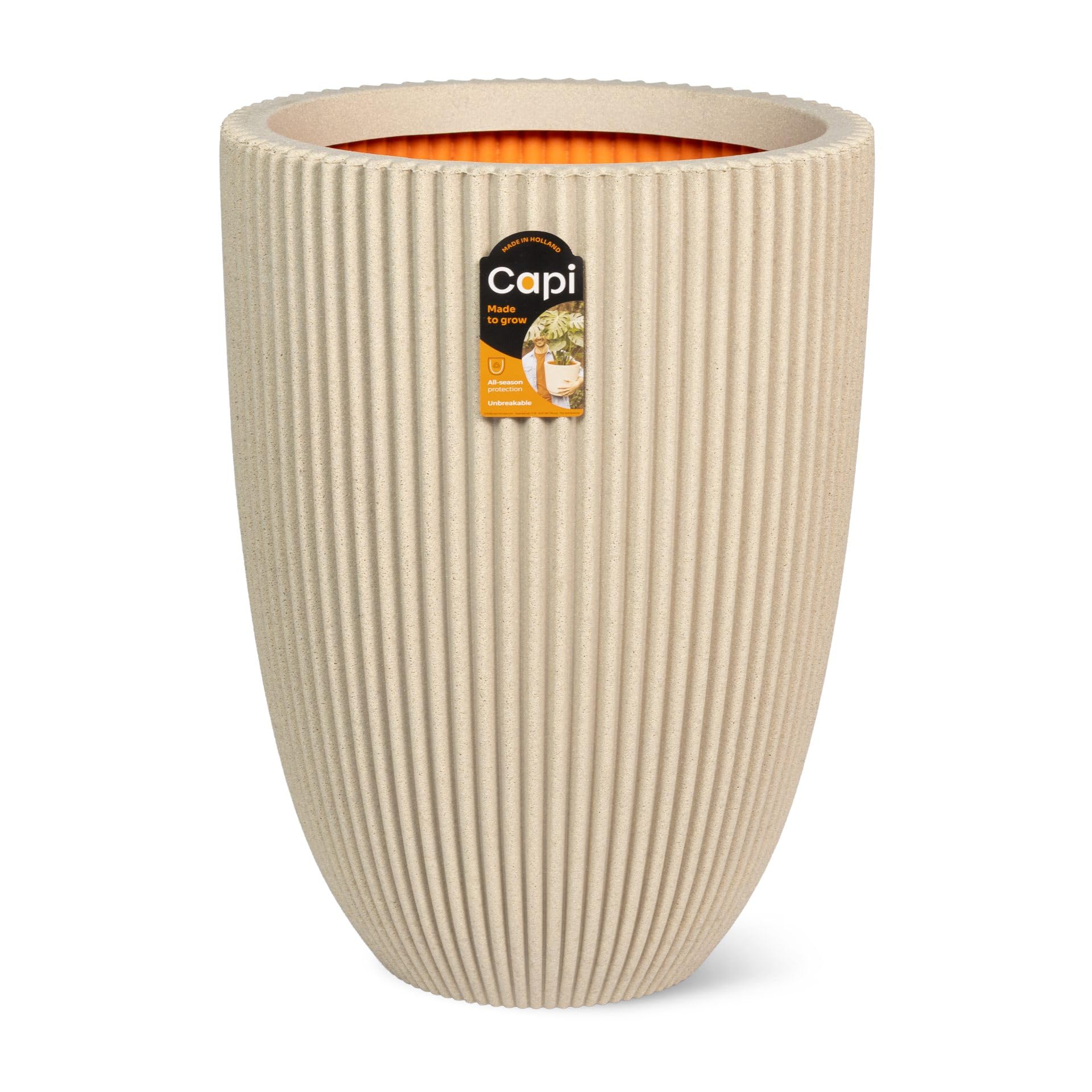 Capi Europe - Vase Elegant Low Groove NL - 34x46 - Pebble - Planter for indoor and outdoor use - Shatterproof - KGVPE782