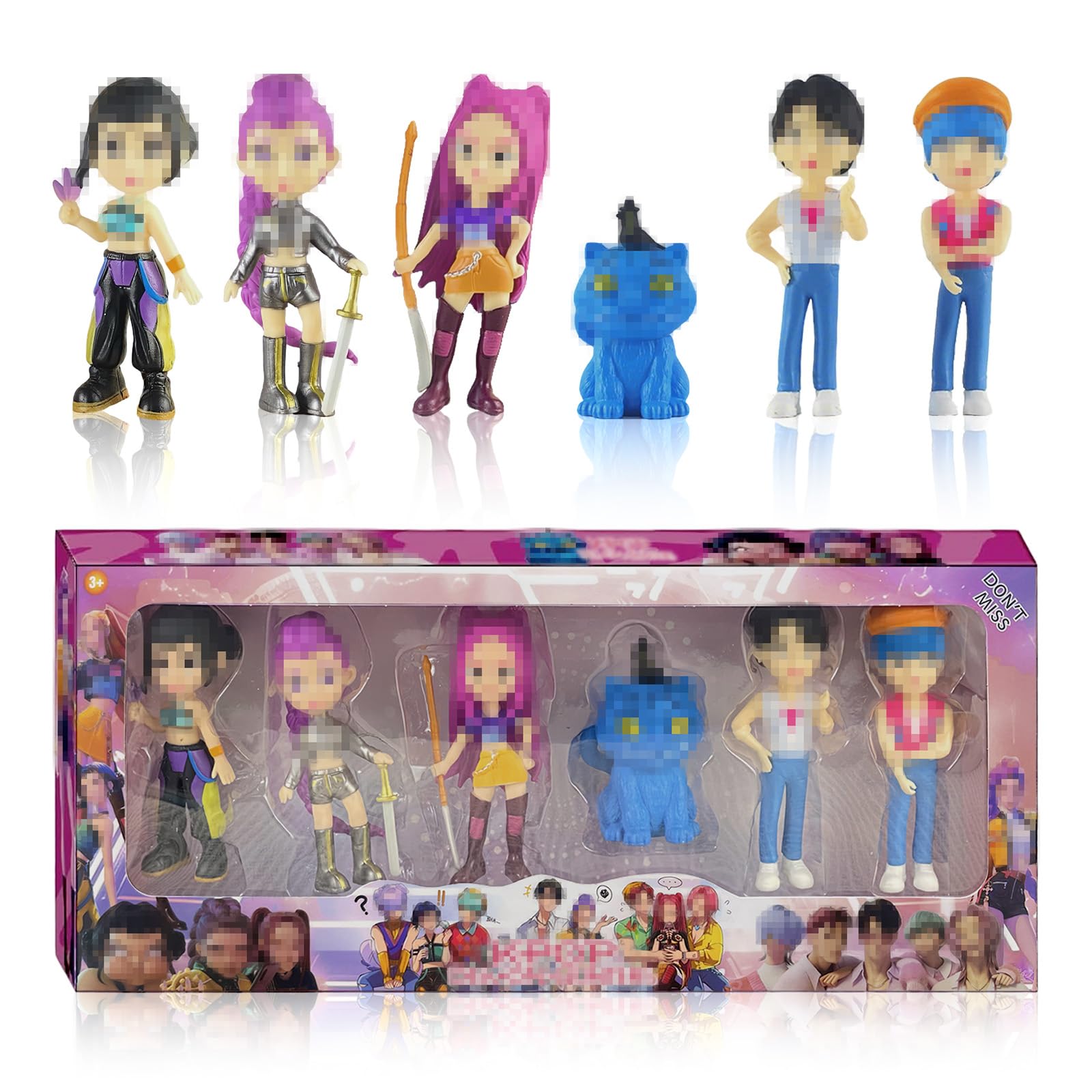JUNERUN 6 Pièces Huntrs Figurine Set, PVC Cartoon Huntrs Anime Ornements, pour Adulte Fans Cadeaux Danniversaire