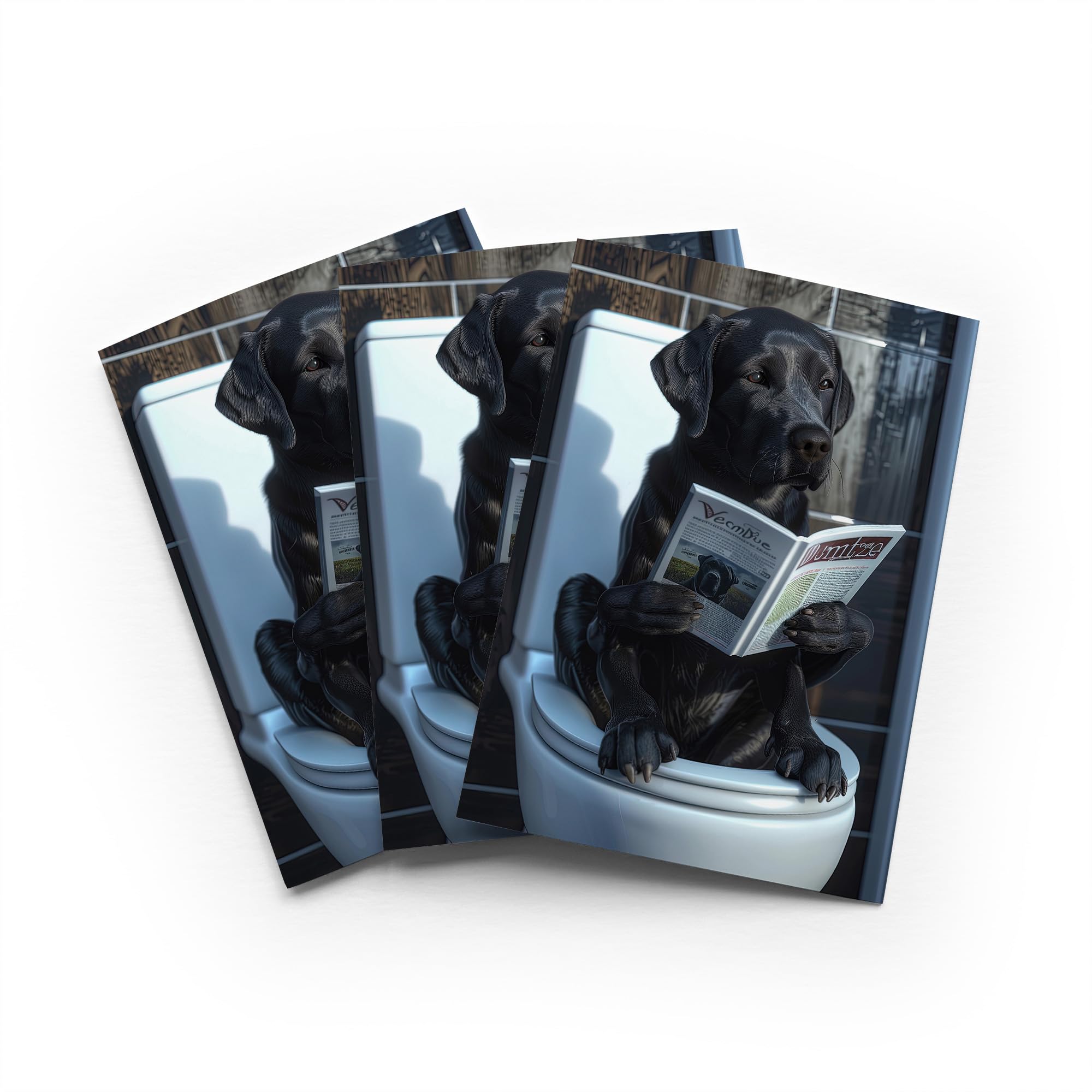 Funny Labrador Toilet Greeting Card Dog Lover Any Occasion Set of 3 Blank Inside 5x7 Inch 13x18 cm