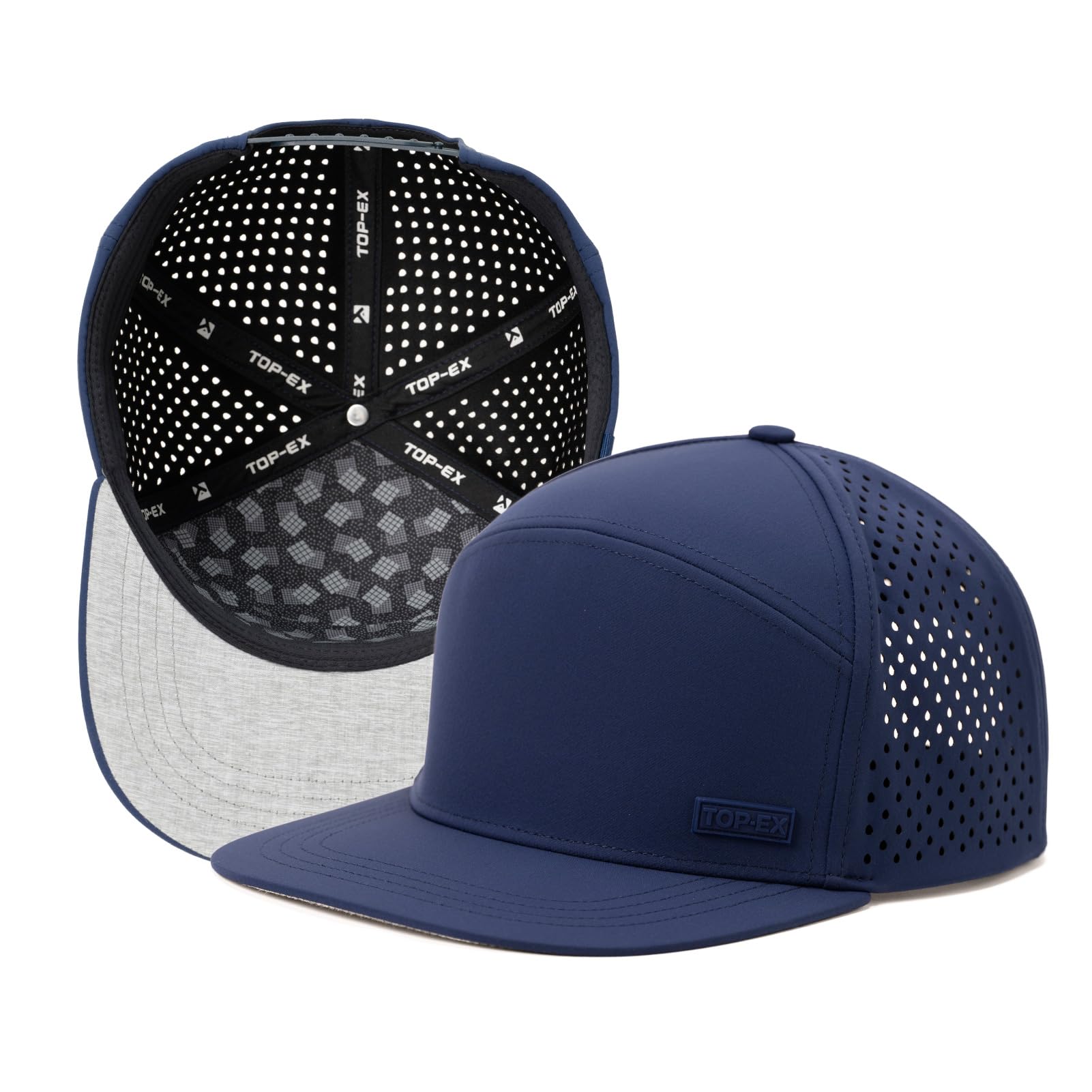UVCoolix™ Cooling Sweatband Flat Bill Golf Baseball Cap,Breathable Sun Protection,Water-Resistant Snapback Performance Hat