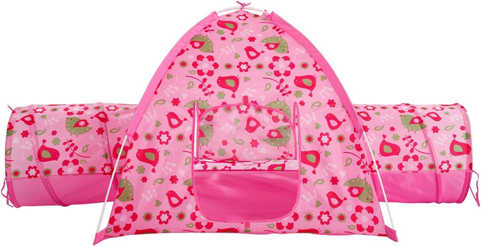 Alvantor Floral Garden 2 Tunnel Playhouse Toddler Playground Kids Play Tent Indoor and Outdoor Pink Princess House Great Game and Toy Gift for Children Fun, 75.6"x44"x37"