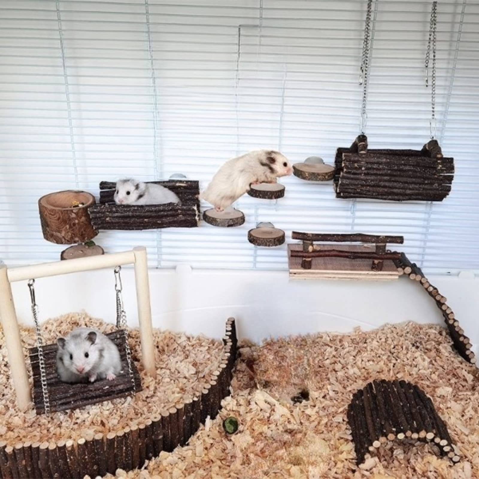 Hamster Ball Wooden Hamster Bridge Fence Natural Cage