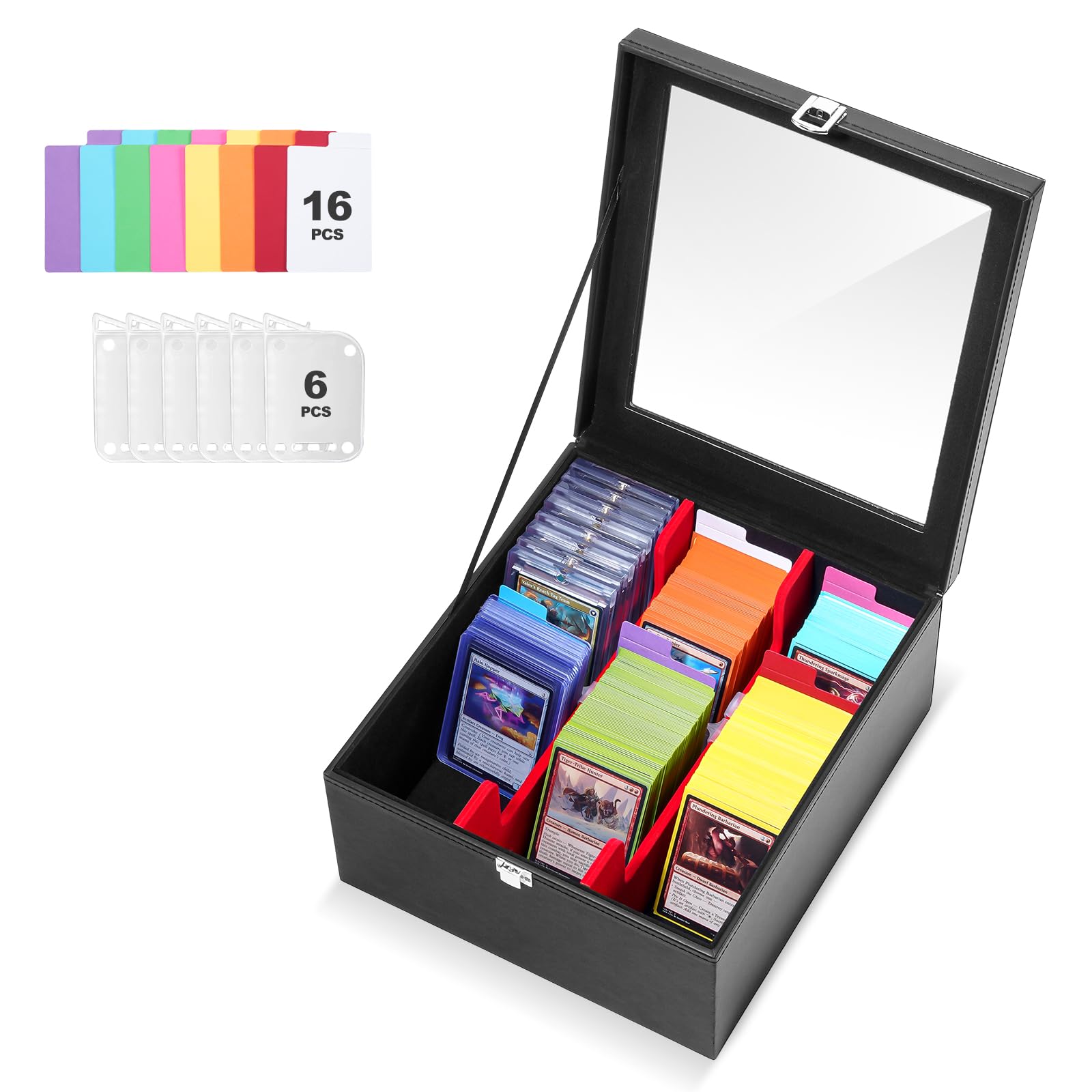 ProCase Trading Cards Storage Box with Clear Lid For MTG,TCG, Sport Cards, Commander Card Deck Case Fit For Sleevedcards?Toploaders(3
