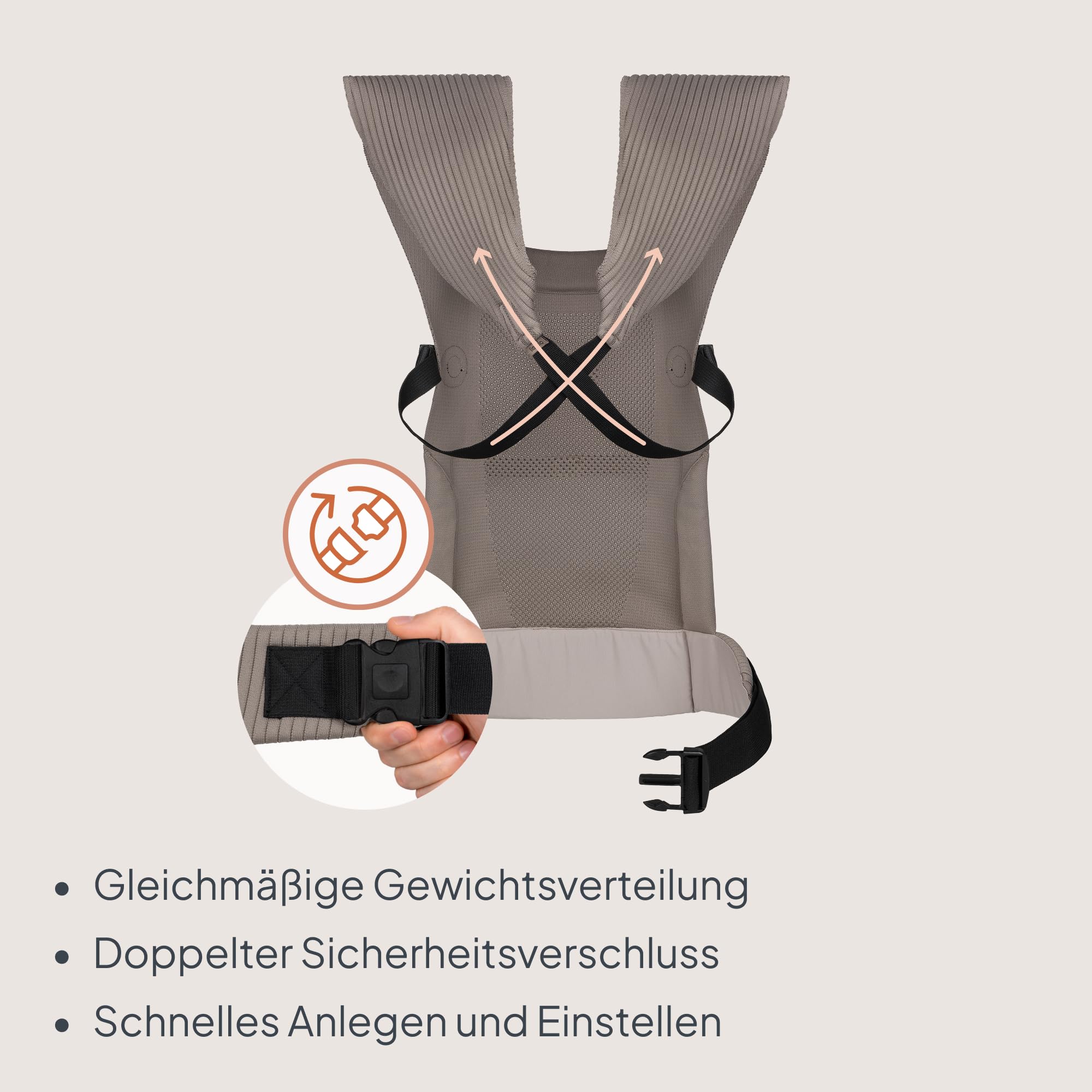 Lionelo Mabel Ergonomische Babytrage, Atmungsaktiv und Leicht, 2 Tragepositionen Vorne und Hinten Tragbar, Weiches Netzmaterial, Baby Carrier für Kleinkind, Ab 4 Monaten bis 15 Kg, Kreuztragesystem