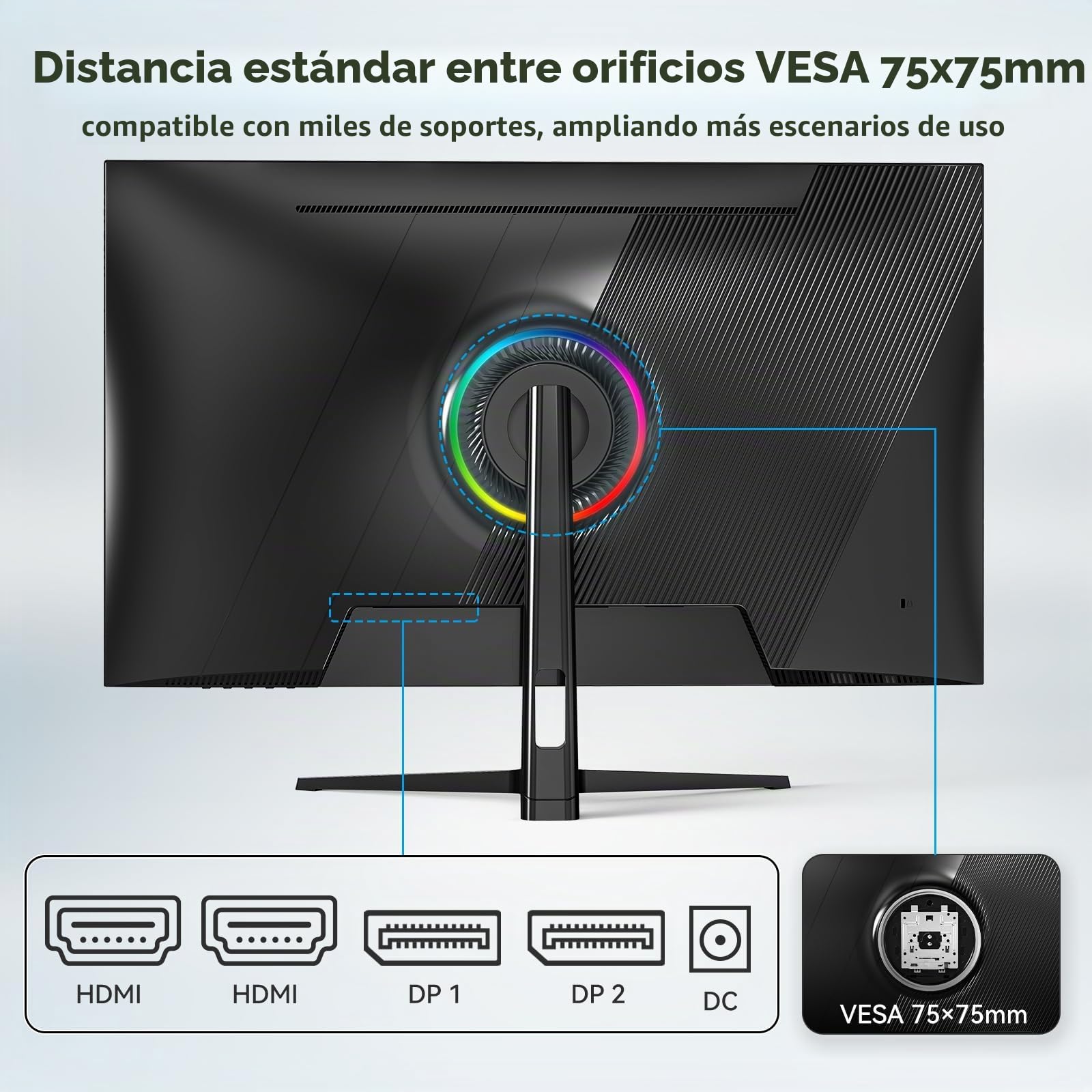 Great voell Monitor 32 Pulgadas 4K UHD HDR10 FreeSync 4000:1 Montaje VESA Edición Foto Oficio Entretenimiento Amplia Gama Colores