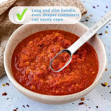 Bewudy 2PCS 1/2 Teaspoon, Stainless Steel Single Measuring Spoon, 2.5 ml Teaspoon Rectangular Individual Measuring Spoons (1/2Tsp | 2.5 ML | 2.5 cc | 1/2 Tablespoon)