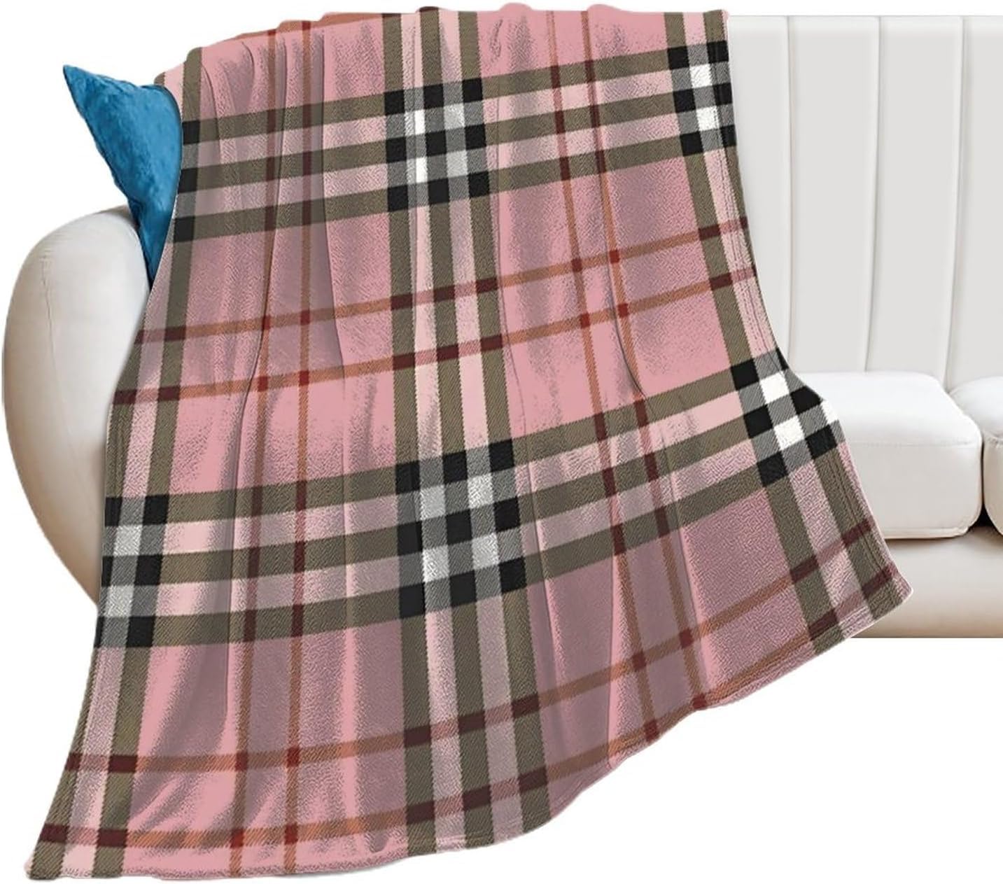 Amazon｜ブランケット ピンク チェック柄 毛布 タオルケット Blanket