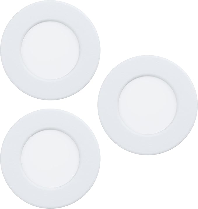 Eglo Fueva 6 Juego de 3 focos LED empotrables, redondos, blanco, plástico, color de luz blanco cálido y frío, 8,6 cm de diámetro