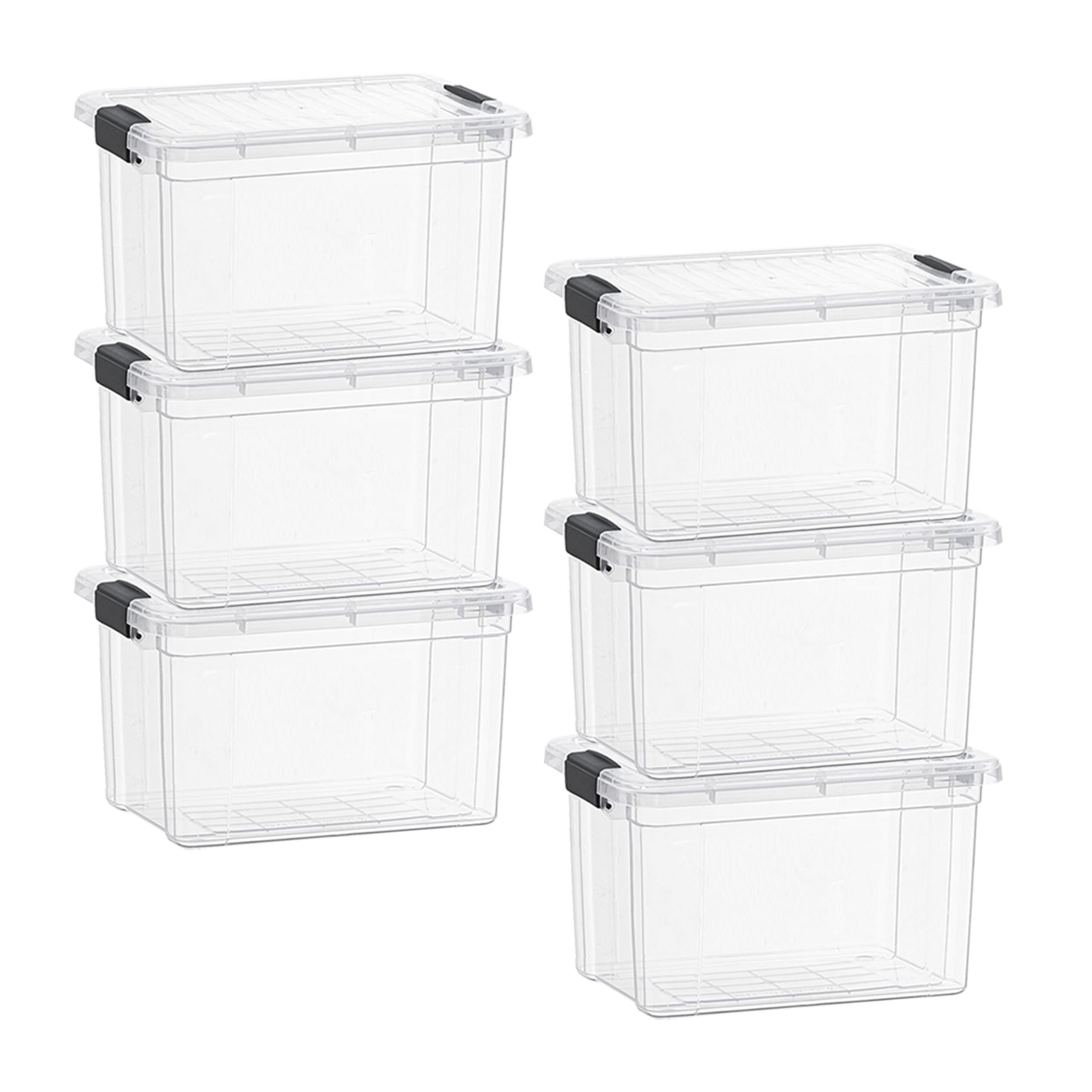 Superio 49 Quart Clear Plastic Storage Boxes with Lids, Stackable Organizer Containers, BPA-Free Storage Bins for Home, Office, School &amp; Dorm, 6 Pack