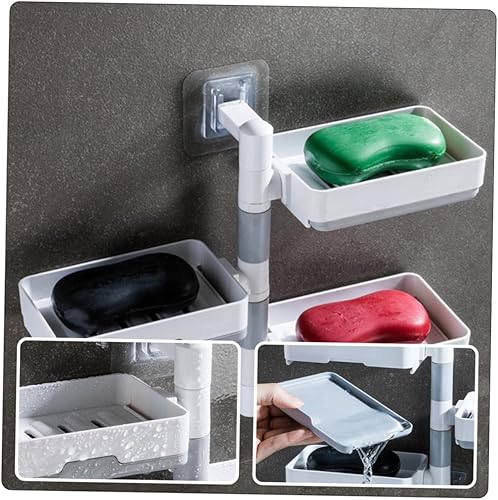 Miniatura 8 de BESTonZON Pared adhesivo para hotel bar baño champú bandeja montada en la pared para múltiples niveles y soportes estante de capas práctico estante