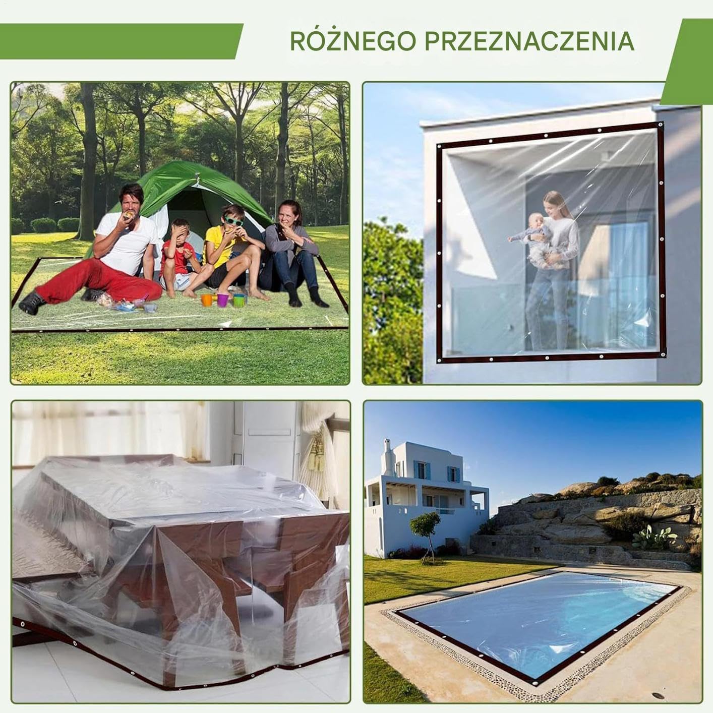 Plandeki Solidne Wodoodporne 2.1x6.1m Przezroczysta Osłona Przeciwdeszczowa