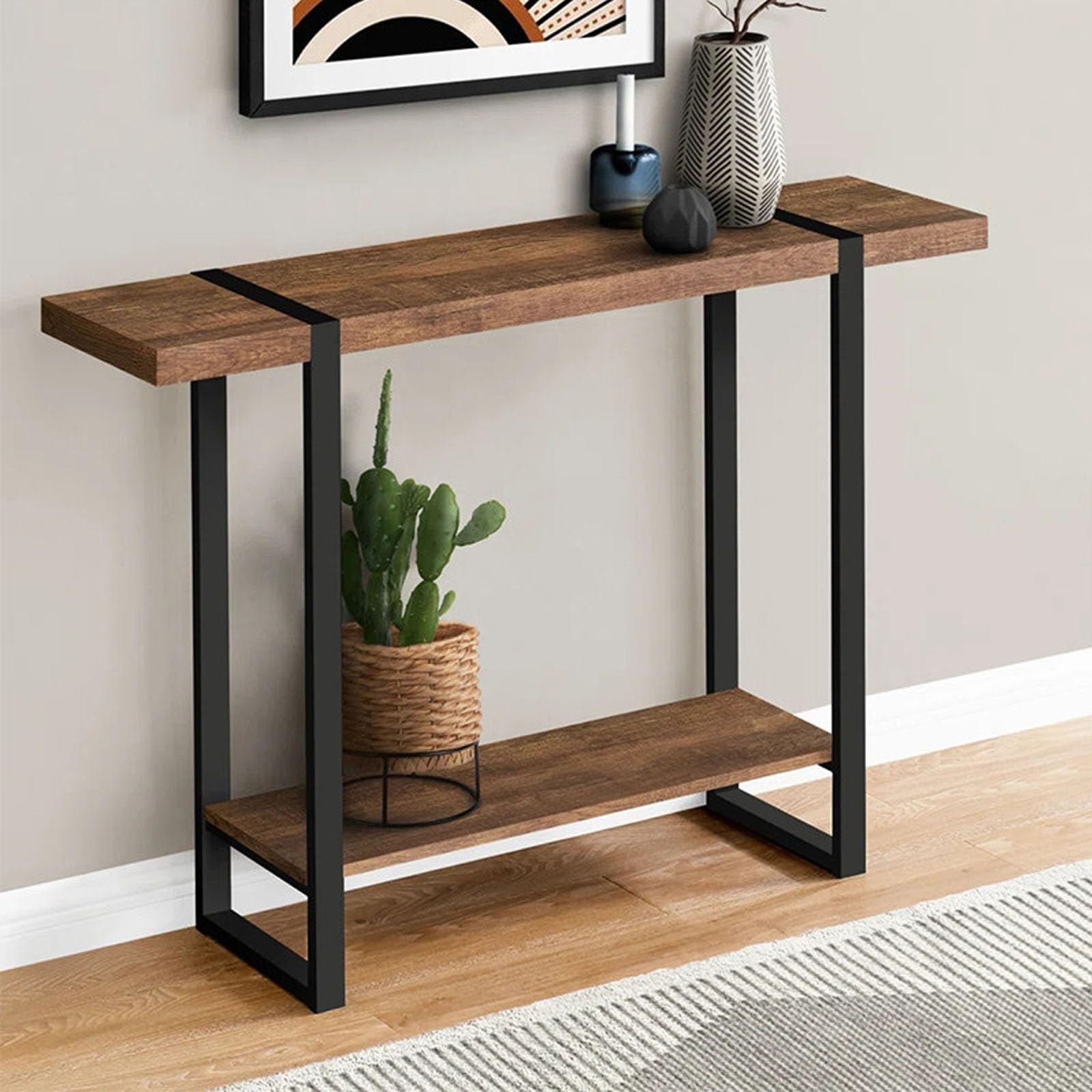 Mesa consola estrecha entrada madera maciza estante almacenamiento salón pasillo