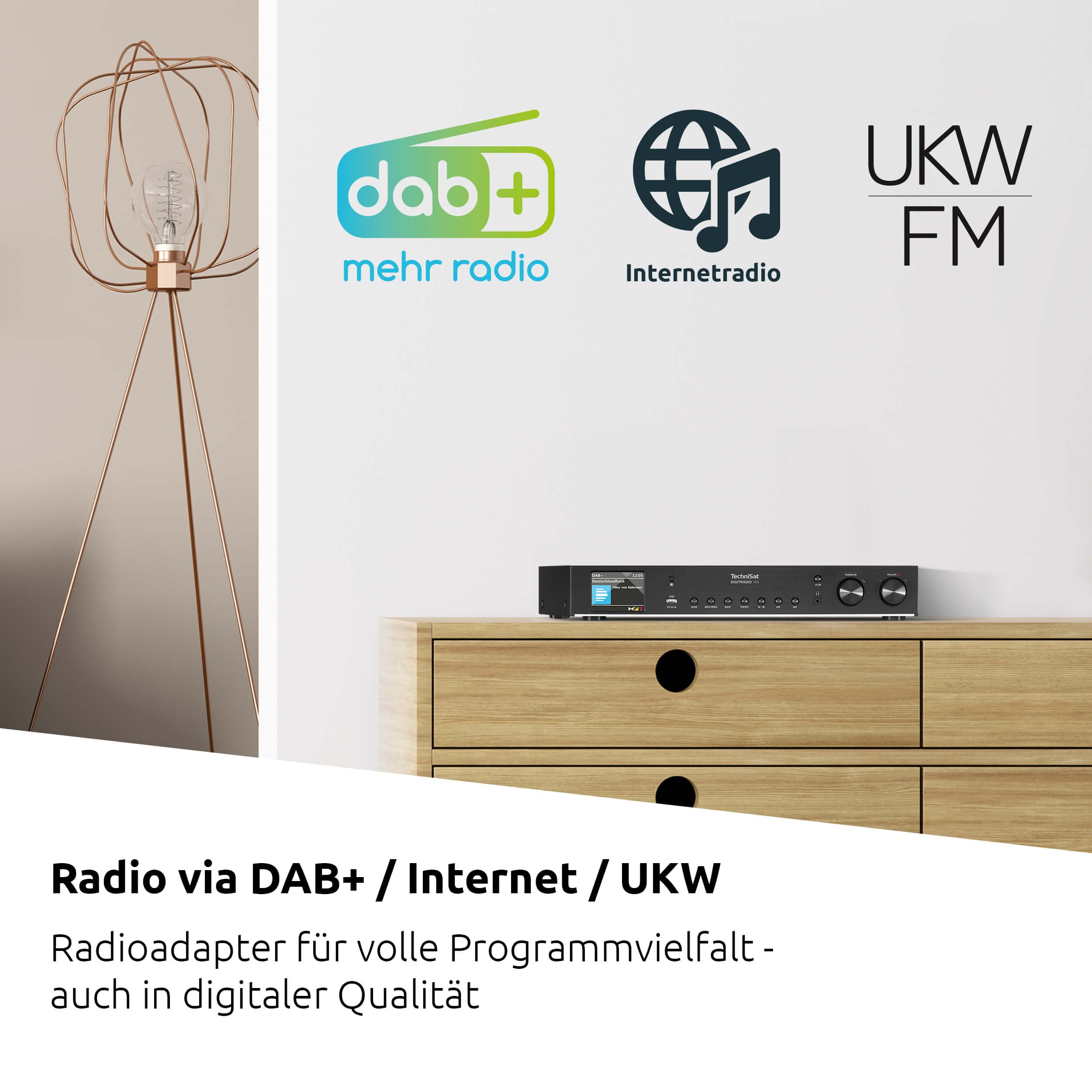 TechniSat DIGITRADIO 143 (V3) HiFi-Tuner Internetradio DAB+ Digital-Radio Bluetooth-Audio-Streaming Spotify Connect Schwarz