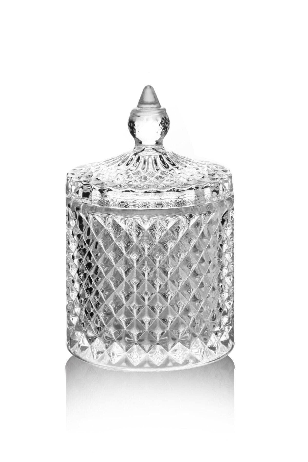 Grandi Colorless Glass Storage Jar With Lid, Crystal Container Jars Ideal For Candy Sweet Dishes Jewellery Sugar, Interior Home Decor, Can Biscuit Barrel Box 300Ml