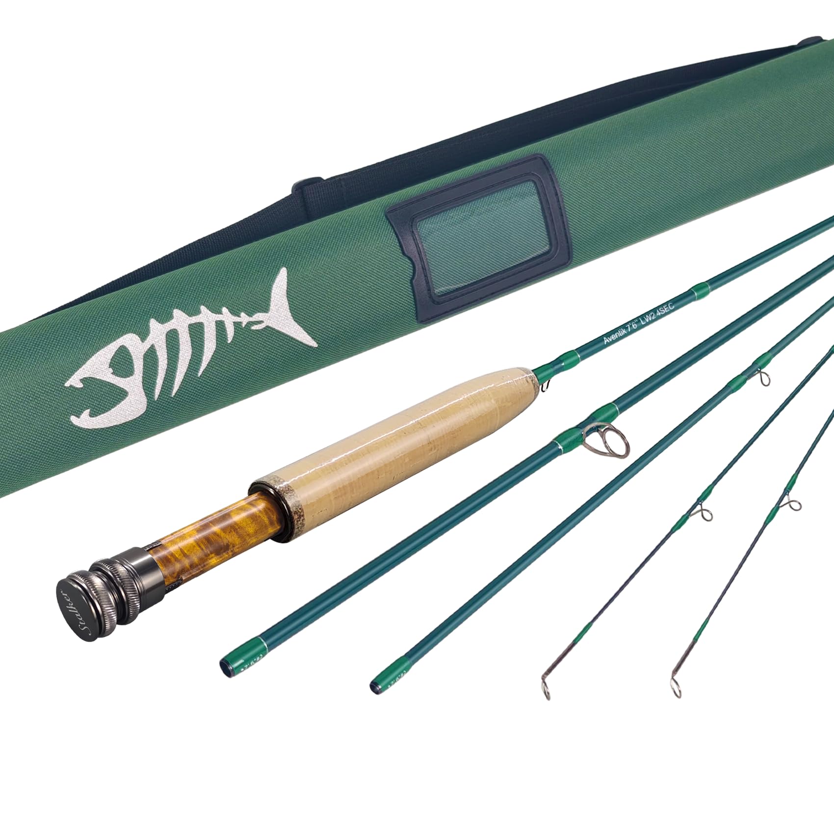 Aventik Stalker Ultralight Fly Rod, 7'6'' LW2 / 8'0'' LW3 / 8'6'' LW4, IM12 Carbon Fiber Blank, Medium-Fast Action, 4-Piece Rod with Extra Tip, Blue & Red