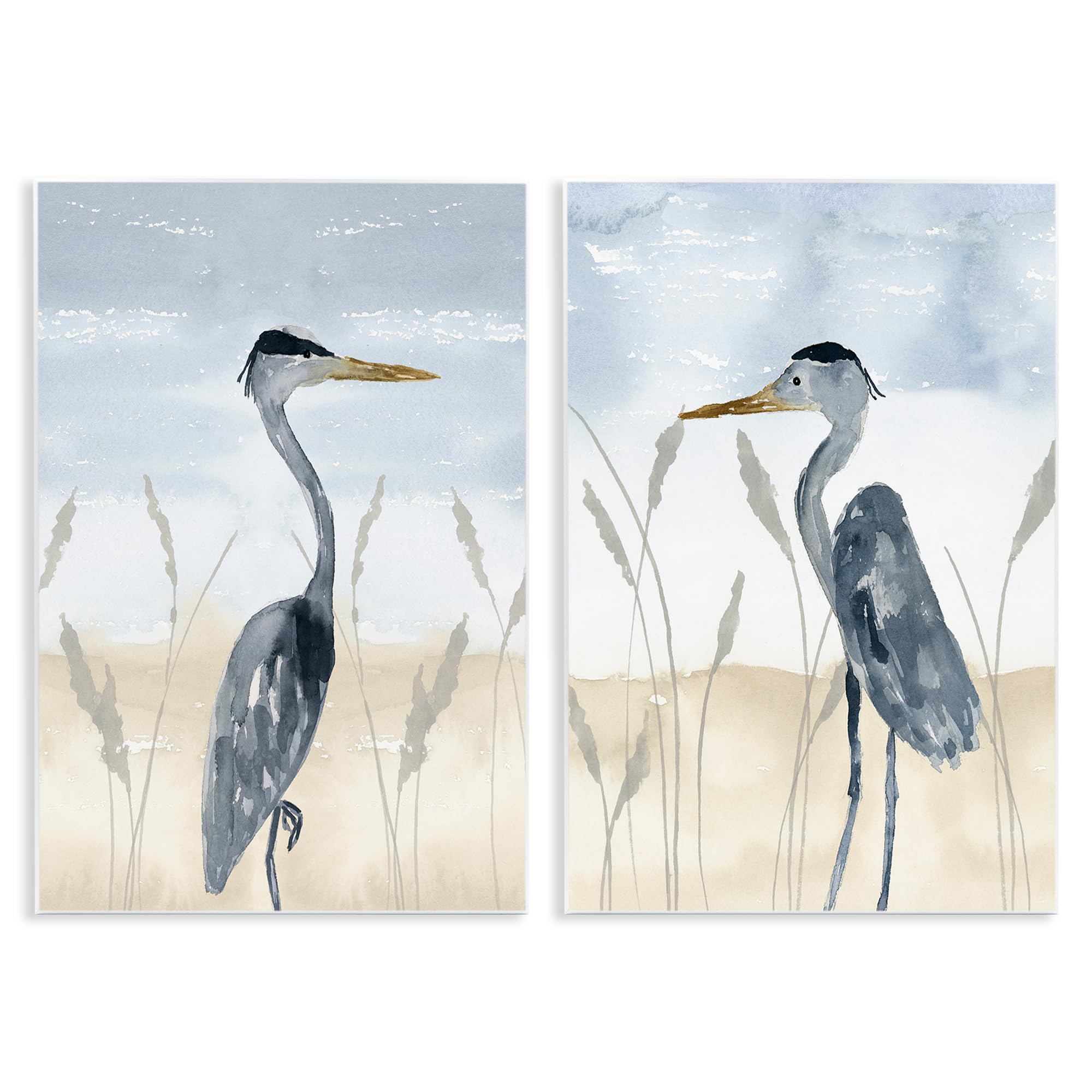 Stupell Industries Egret Sea Birds Grazing Beach Sand Seagrass, Design by Lucille Price