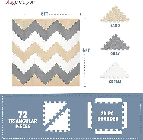 Miniatura 9 de Play Platoon Tapete de espuma no tóxica, cómodo, extra grueso, acolchado para niños pequeños, niños y adultos, 36 azulejos (12 x 12 pulgadas),