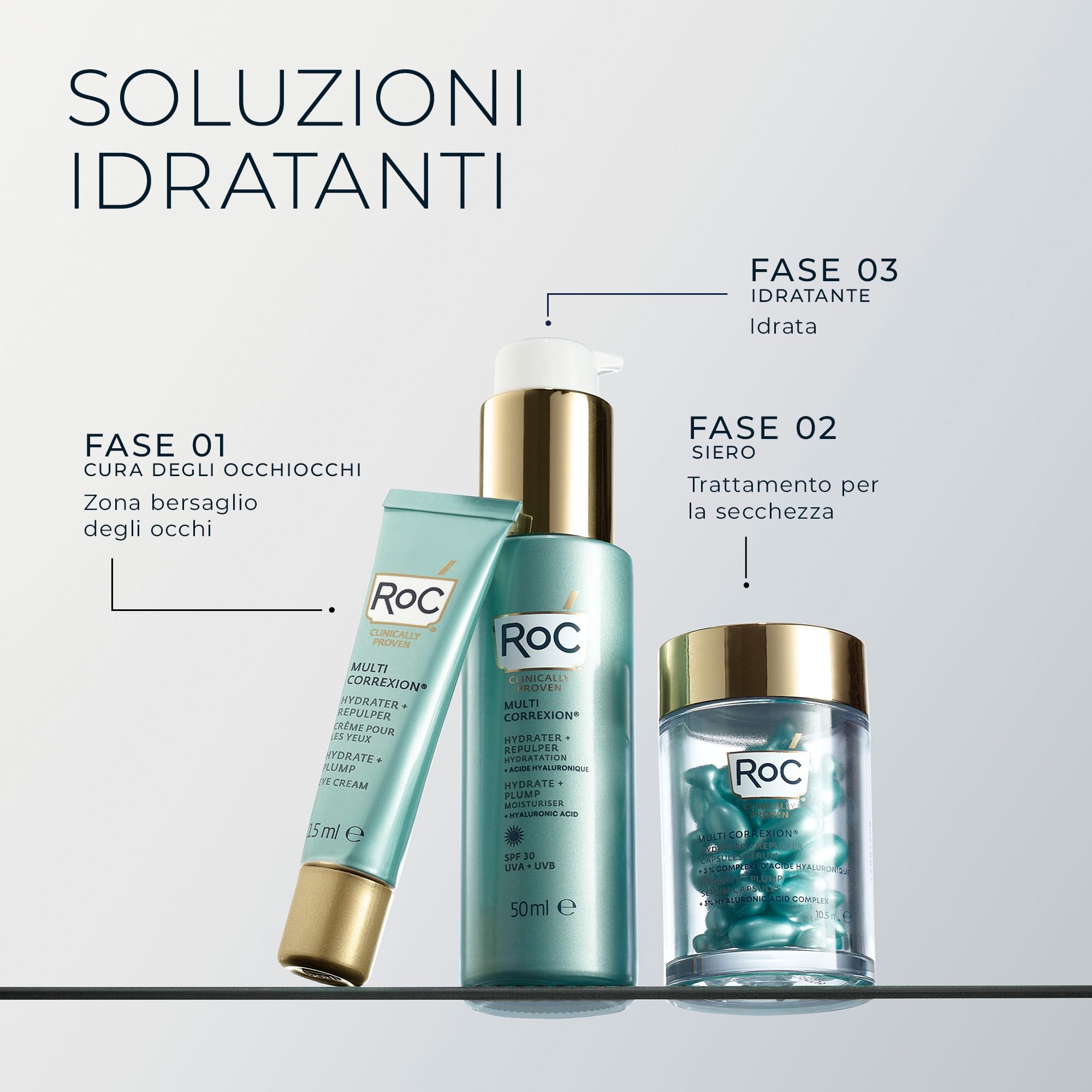 RoC - Multi Correxion Hydrate + Plump Moisturizer SPF30 - Trattamento Antirughe - Protezione Dai Raggi UVA/UVB B - 50ML