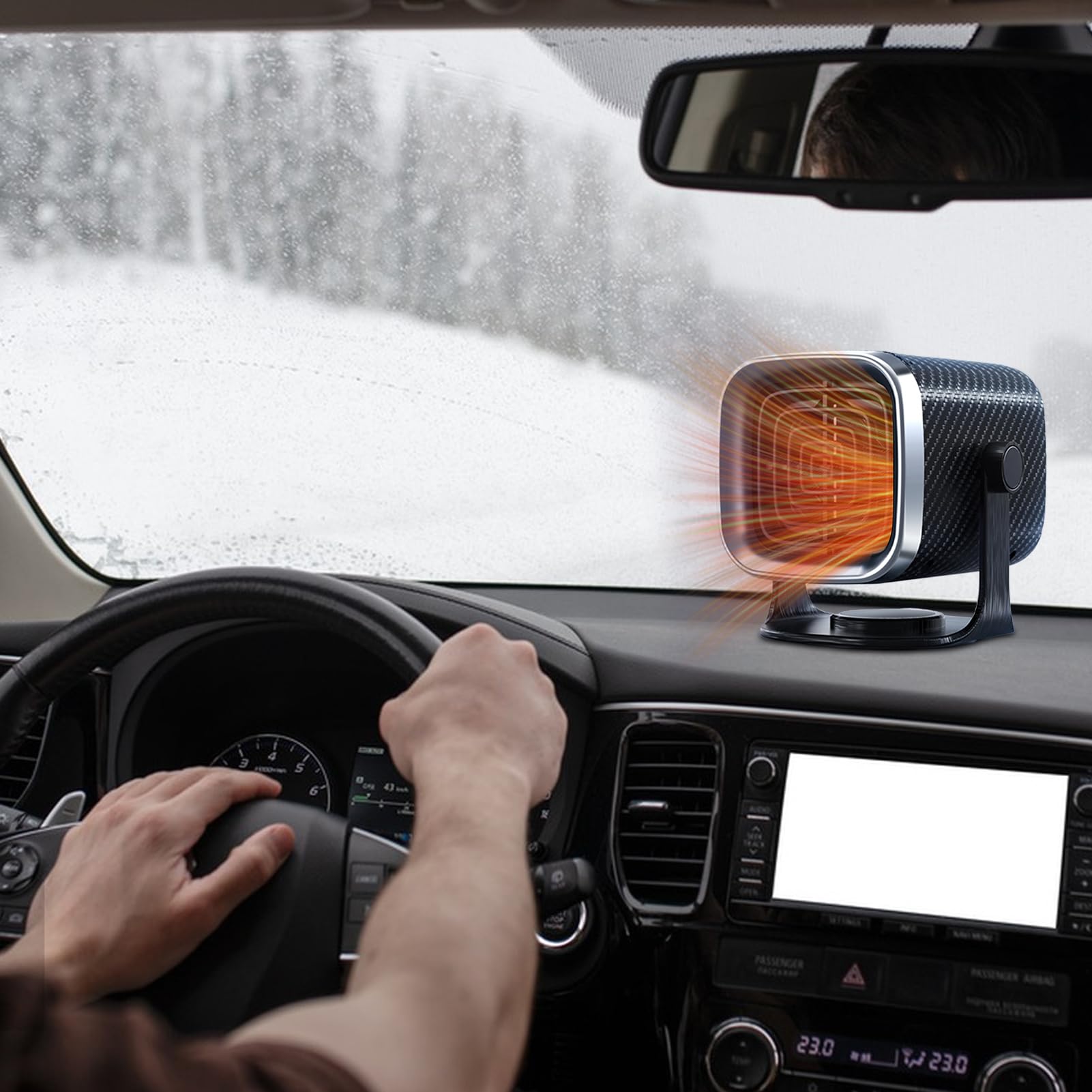 Riscaldatore Auto Portatile,24V Portatile Rotante Ad Alta Efficienza Riscaldatore Veicoli Invernale - Ventilatore Auto Con Funzione Antisbrinamento Vetri | per Furgoni SUV Taxi Camion
