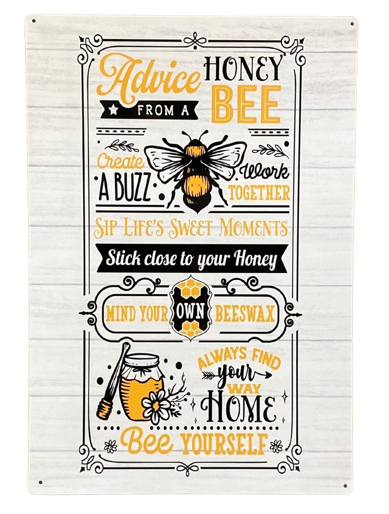 EliteKoopers 1Pcs Honey Bee Metal Art Wall Door Sign Use Inside Outside Home Office