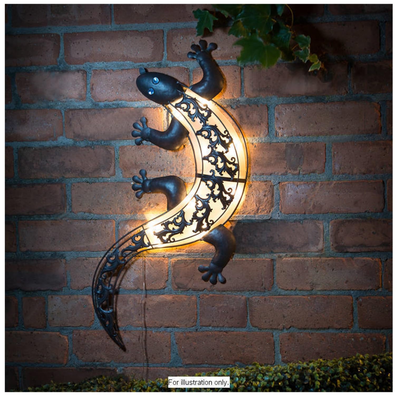 Homme Concept – Gecko Solar Powered Metal Wall Art, Solar Lights, Outdoor Garden Decoration