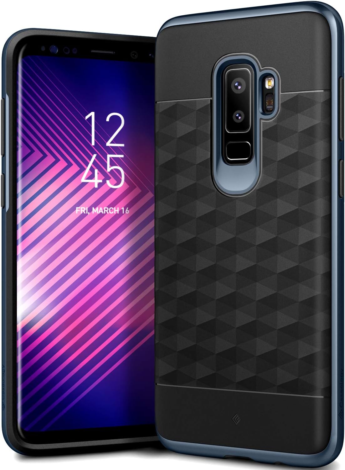 Caseology Parallax for Galaxy S9 Plus Case (2018) - Award Winning Design - Black/Deep Blue
