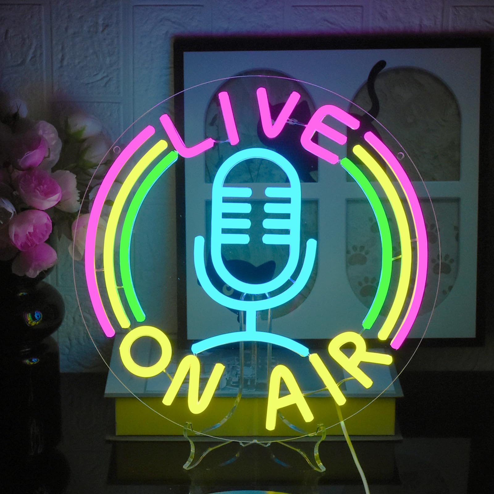 Uexnkj-Y Live On Air Neon Sign Live Streaming Neon Light Usb Powered Led Neon With Switch, Suitable For Game Room, Club, Party, Nightclub, Gift Wall Decoration