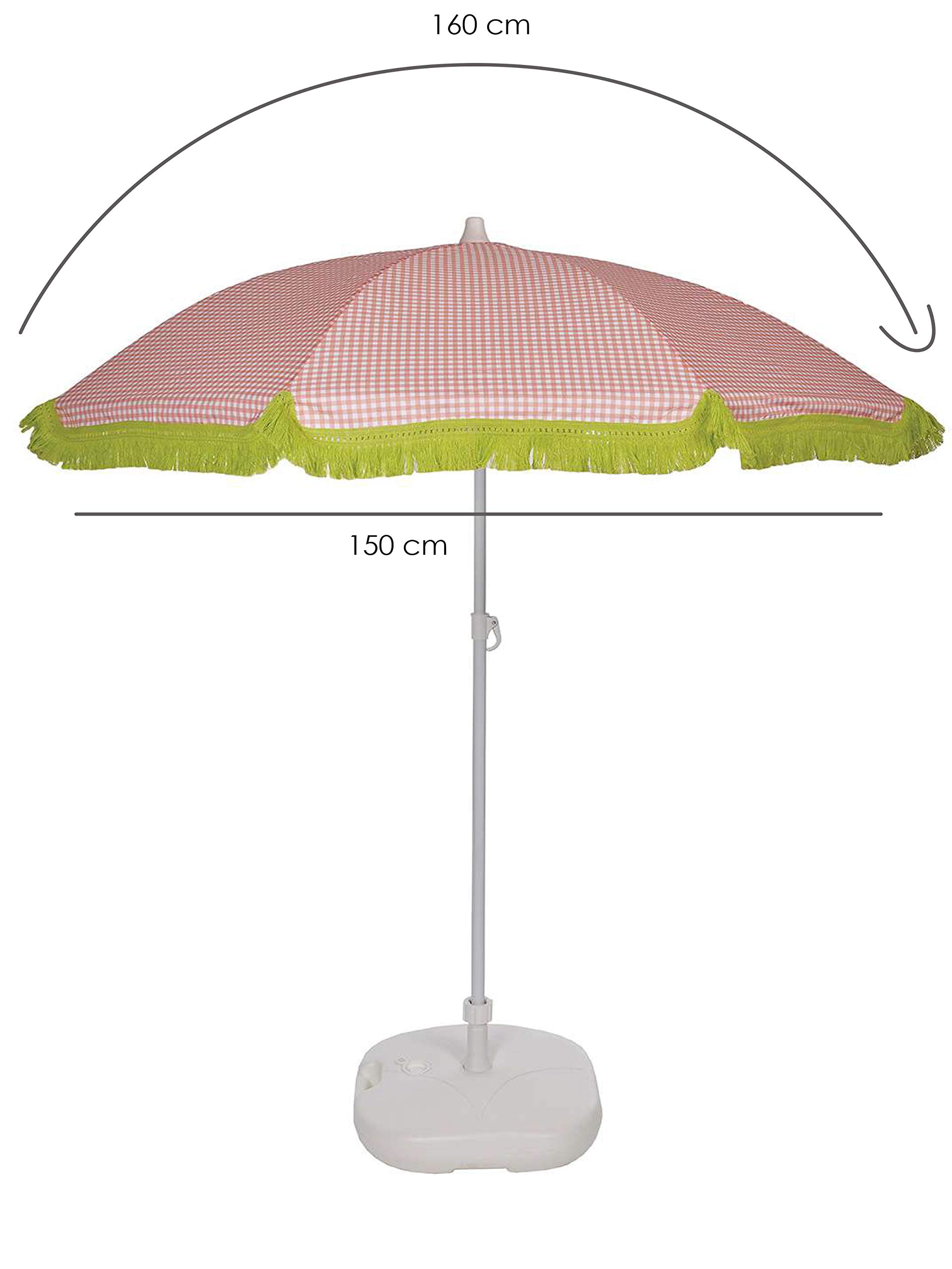 EZPELETA Sonnenschirm Bora Bora für Strand, Terrasse und den Garten, faltbar und tragbar, Sonnenschutz UPF 50+, Bedruckt mit Blumen/Karomuster/Streifen, inklusive Tragetasche (Kariert-Grau)