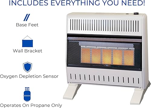 Miniatura 5 de ProCom ML250TPA-B Calentador infrarrojo de gas propano sin ventilación con control de termostato para uso doméstico y oficina, 30000 BTU, calienta