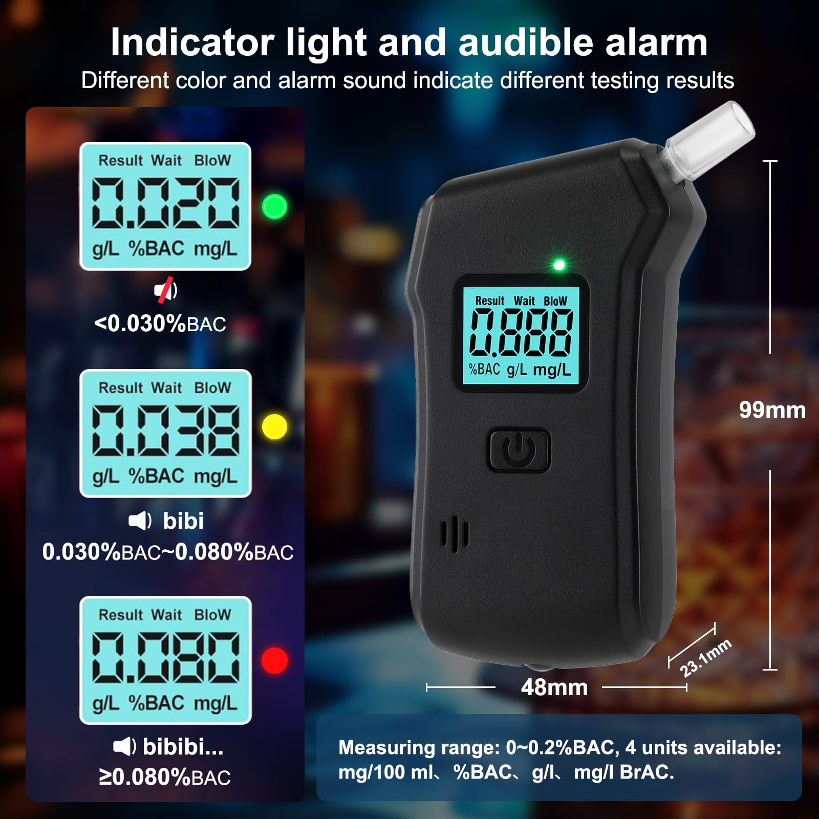 Ethylotest Electronique Homologué NF Ethylometre Éthylotest + Ethylotest Jetable Alcootest Électronique Écran LCD Numerique Test Alcoolémie Homologue Français Portable Personnel avec 15 Embouchures
