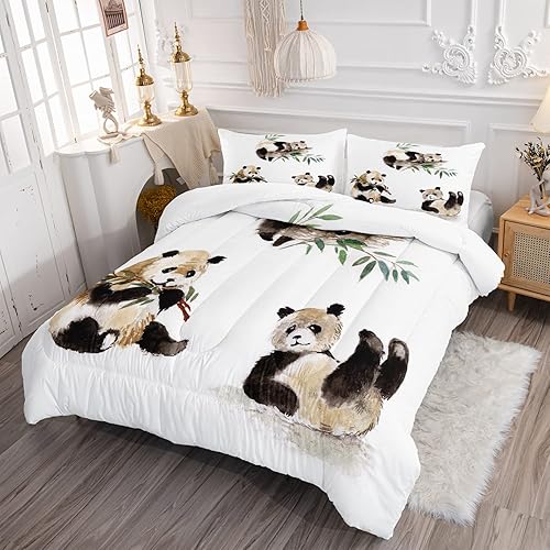 Miniatura 2 de CVHOUSE Juego de ropa de cama de panda tamaño individual juego de ropa de cama Kawaii Panda para niñas y niños lindo juego de edredón panda juego de