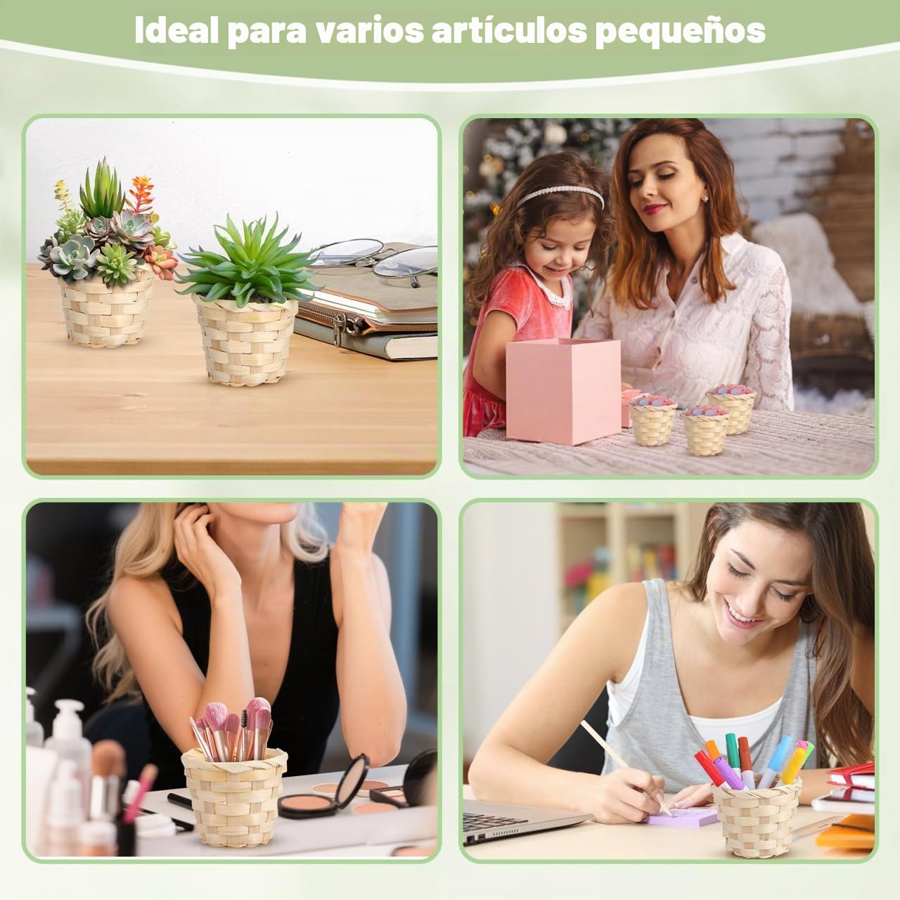 DOITOOL 10 Cestas De Mimbre Tejidas Mini Para Almacenamiento Portátil De Frutas Dulces Y Decoración Artesanal 3.54X3.54X2.95 Pulgadas