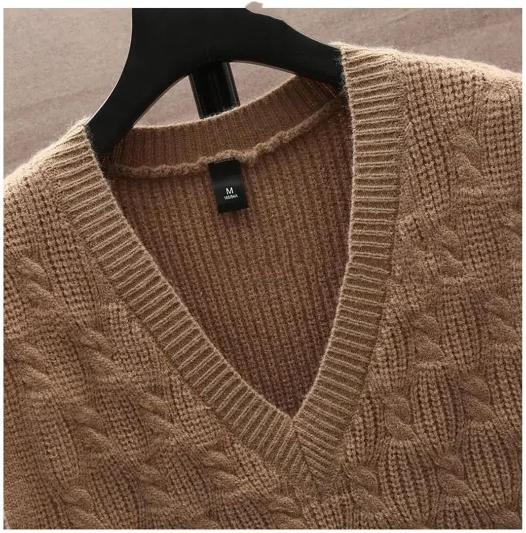 Men Middle Age Thicken V-Neck Sweater Vest Sleeveless Waistcoat Warm Knitted Loose Pullover Tops