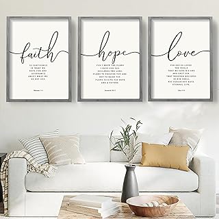 Houmury Set of 3 Framed Farmhouse Bible Verses Wall Decor Sign 11”x14” C...