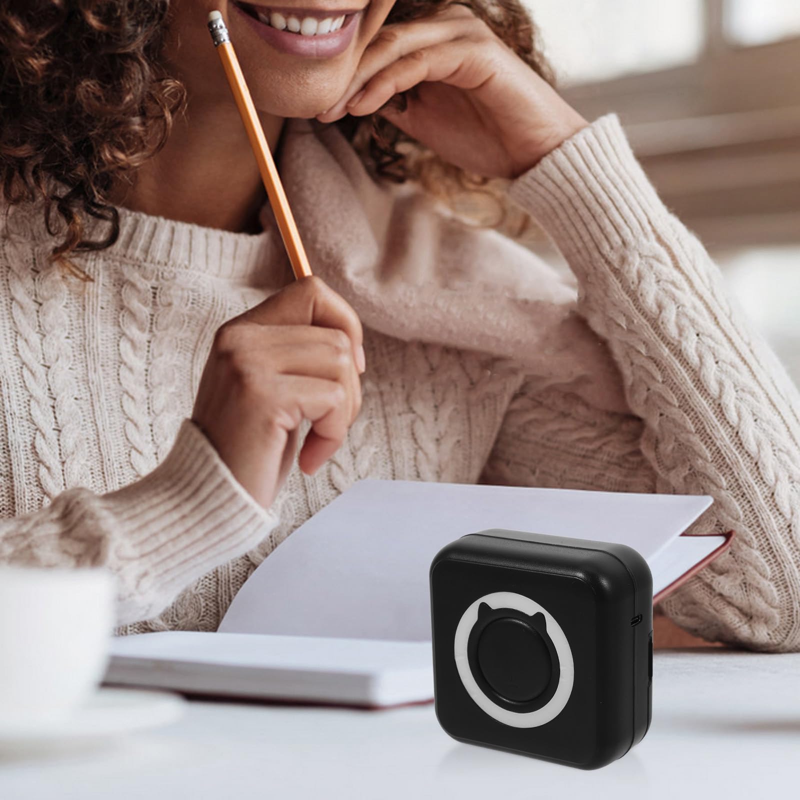 Impresora portátil Mini para móviles en plástico Negro, sin Tinta, para Crear Pegatinas pequeñas y memos, con conexión fácil para Estudiantes