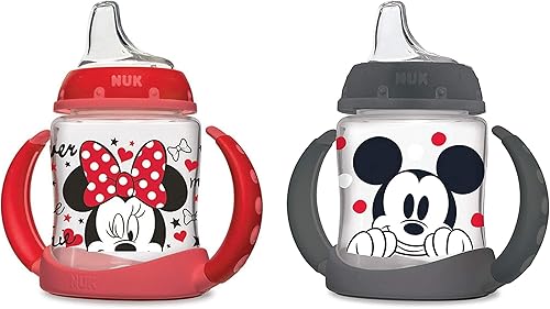 Miniatura 32 de NUK - Vaso para aprendices, 5 onzas, paquete de 2, flores, sin BPA, a prueba de derrames Flores,Nubes + Estrellas,Disney Minnie y Mickey,Elmo
