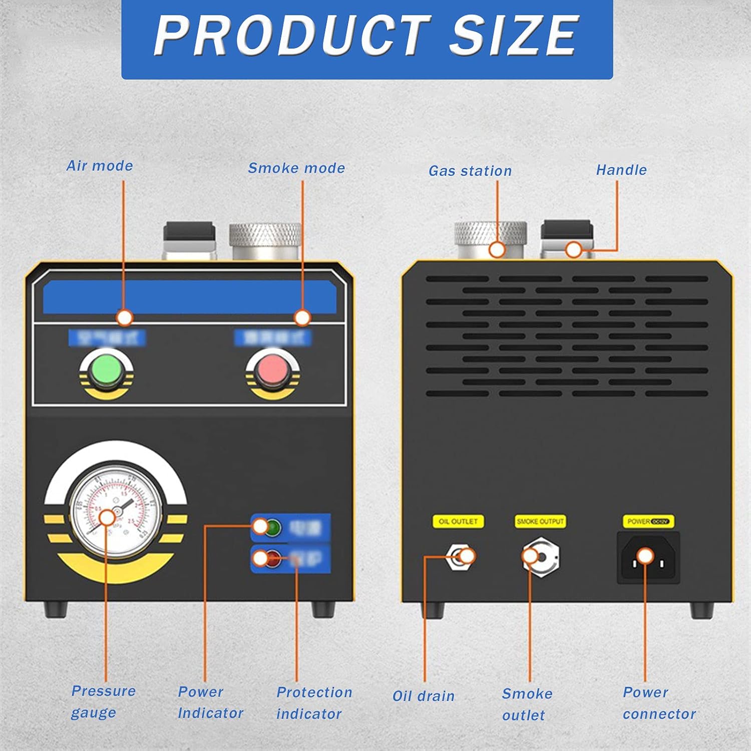 Auto Fuel Pipe Cooling Tank Oil Leak EVAP Smoke Leakage Detector 2 Mode Fuel Pipe Leak Tester Smoke Machine Leak Detector