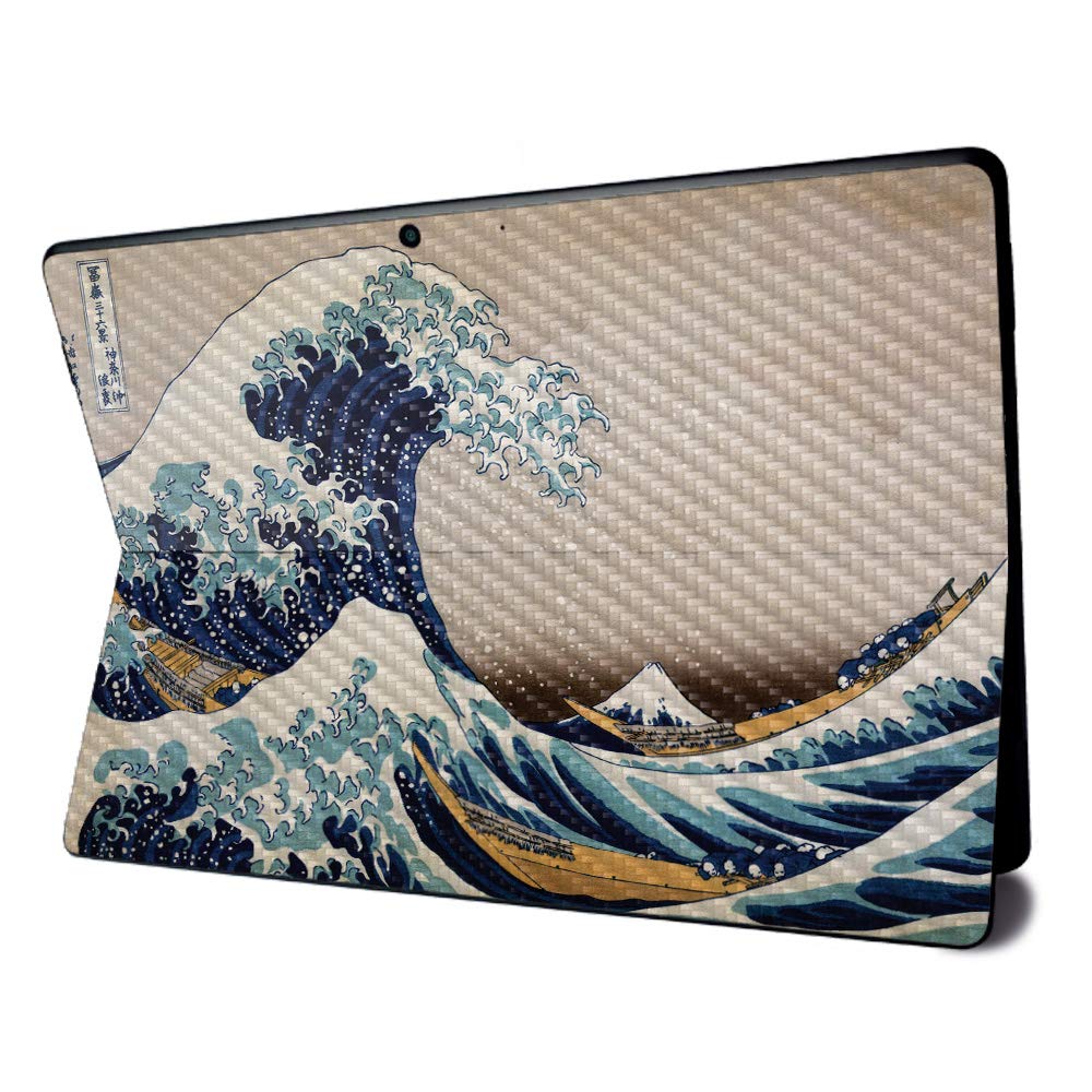 MightySkins Carbon Fiber Skin for Microsoft Surface Pro X - Great Wave of Kanagawa | Textured Carbon Fiber Finish | Easy to Apply, Remove, and Change Styles | Made in The USA