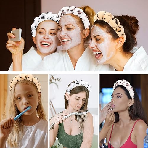 Miniatura 6 de Paquete de 3 diademas de spa para lavar la cara, diademas para el cuidado de la piel, diadema de maquillaje, diadema de esponja para lavar la cara,