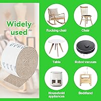 Vista 9 de Tiras de fieltro con respaldo adhesivo, tiras de fieltro adhesivas, paquete de 4 rollos de fieltro 1/2 x 60 pulgadas, cinta de fieltro beige