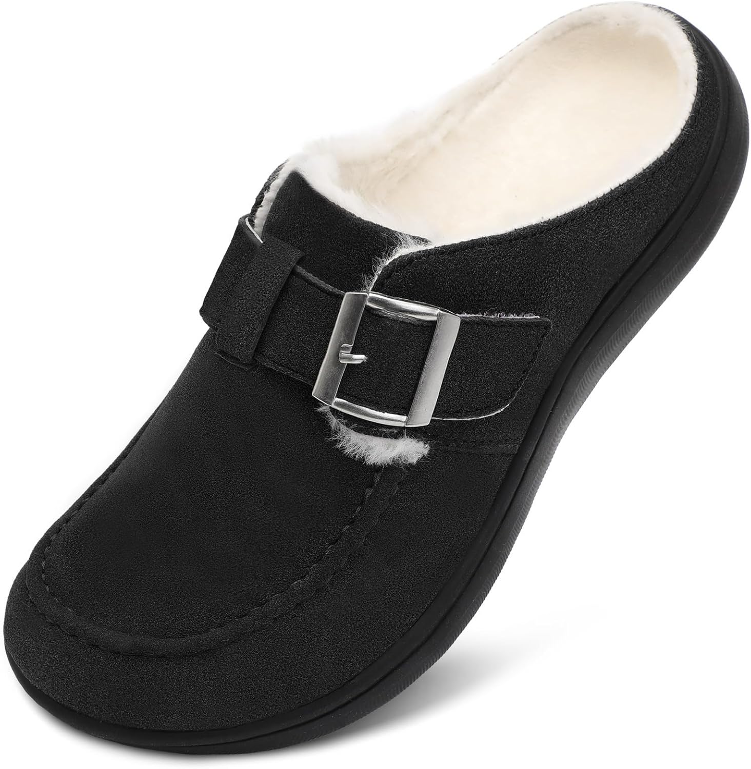 JOINFREE Womens Fuzzy Slippers Cozy Wide Mules Adjustable Diabetic Slippers Warm Memory Foam House Clogs Slipper Indoor Outdoor Potato Shoes for Edema Swollen Feet