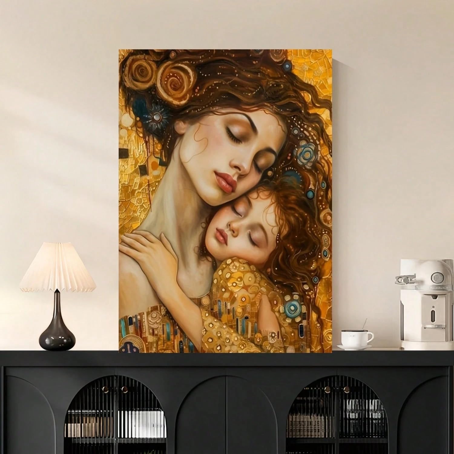 CWZBFEH Girl And Mother Embracing Canvas Poster, Wall Art Decor, Living Room, Bedroom(60x80cm/No frame)
