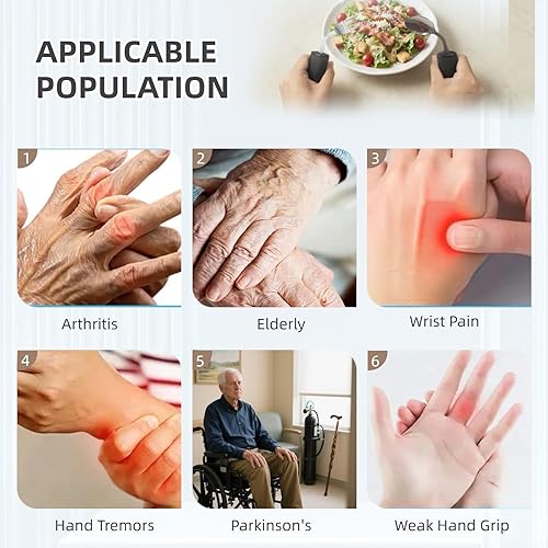 Miniatura 3 de Juego de utensilios adaptativos tenedor y cuchillo de acero inoxidable para ancianos, personas con discapacidad, Parkinson, artritis, temblores de