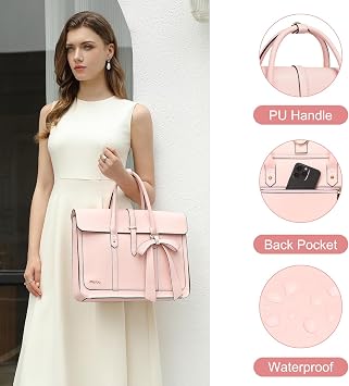 Mosiso Women's Laptop Bag 15.6 Inches PU Leather Handbag School Bag