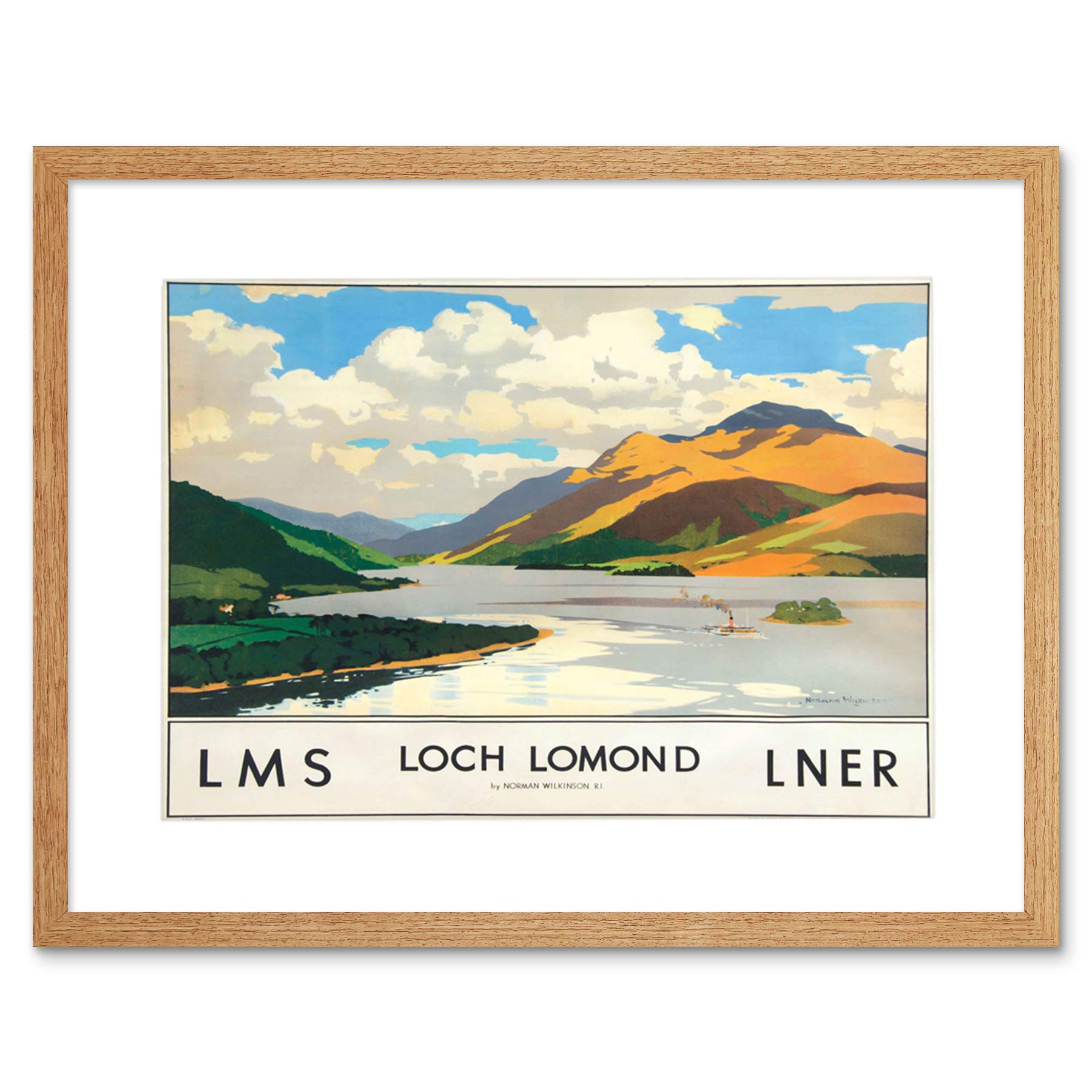 Wee Blue Coo Travel Scotland Loch Lomond Rail Framed Wall Art Print