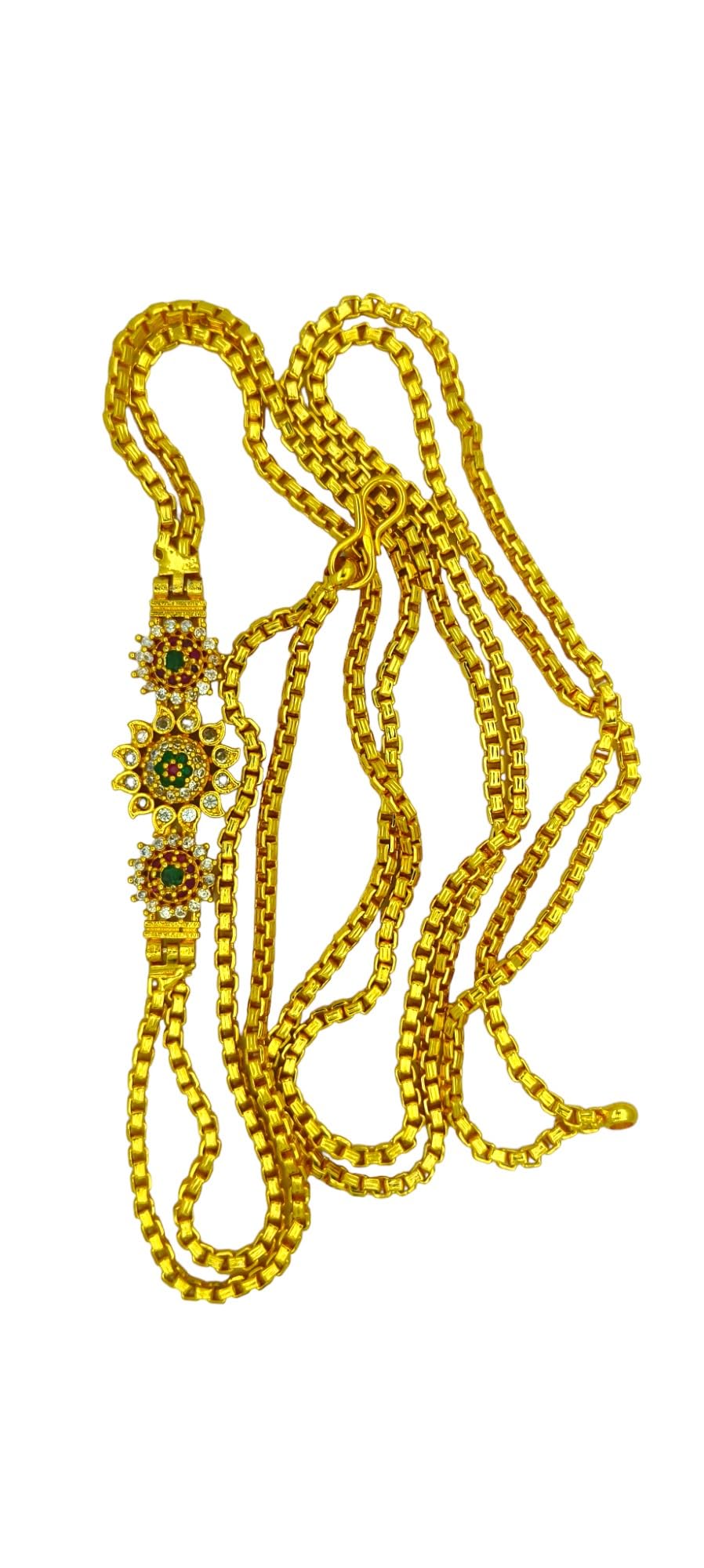 Soil Believe you enterpriseGold Micro Plated Red and White AD Stone Muggappu Chain For Womens