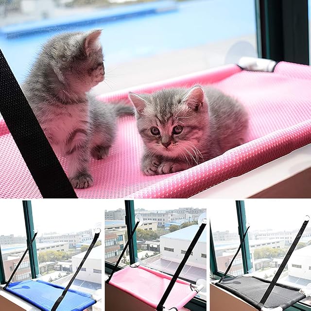 Foto 2 de 7 de Vimmor Hamaca Transpirable para Gato, Ventana, Percha, Cama, Ventosa, Asiento, Estantes para Gatos, Hamacas