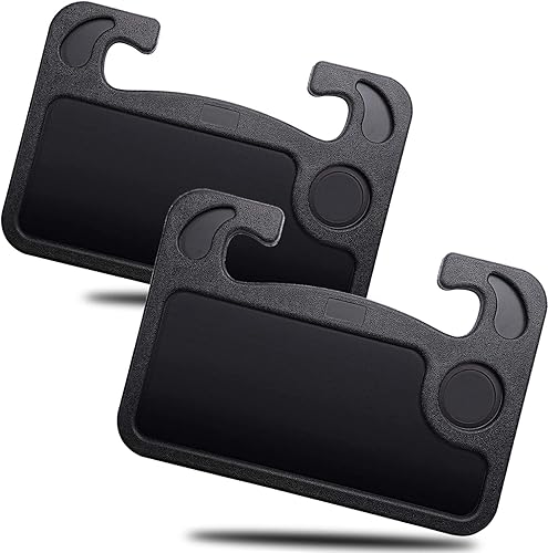 ZONETECH Bandeja multifuncional portátil para el volante del coche y la comida 2-Pack - Mesa negraasiento del vehículo Bandeja de montaje portátil